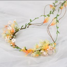 Headpieces Leaf Flower Crown Garland Headpiece Handmade Floral Wreath Adjusatble Headbands For Bridal Wedding Festival Party