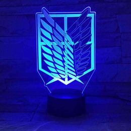 Anime Attack on Titan Night Light Led Children Kids Boys Gift Manga Japanese Anime Bedroom Desk Lamp Shingeki no Kyojin Y1123