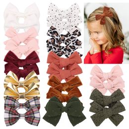 Girls Hair Clips Bow Barrettes Baby Kids Safety Whole Wrapped Hairpins Toddler Bowknot Clippers Headwear Hair Accessories for Children Solid Color YL2513