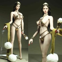 In Stock 1/6 White Jade Metal Chain Carved Corset Model Sexy PrincBikini Clothing Model for 12 inch Figure Body Collection X0503