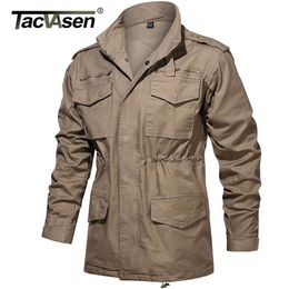 TACVASEN Army Field Jacket Men's Military Cotton Hooded Coat Parka Green Tactical Uniform Windbreaker Hunting Clothes Overcoat 220301