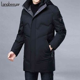 Top Grade Winter Brand Casual Fashion Long Parka 90% White Duck Down Coat Men Windbreaker Jacket With Hooded Mens Clothes 210914