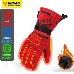 DUHAN Winter Motorcycle Gloves Motocross Heated Gloves Waterproof Guantes Moto Accessories Cold Protection Touch Screen Red H1022