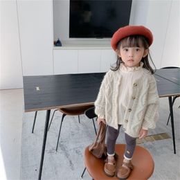 Spring Autumn Girls Single-breasted Knitted Cardigan Clothes Child Shirt Kids Children's Coats Cute Outerwear Children Clothing 211106