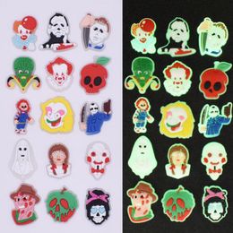 Luminous Halloween Horror Skull Shoe Accessories Decoration for Croc Charms Glow In The Dark Clog Wristband Bracelet Buckles Chritmas Gift