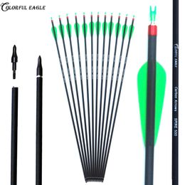 Archery Spine 500 Carbon Arrow 28"30" 31" Replaceable Arrowhead tips for Compound Bows Recurve Bow Hunting