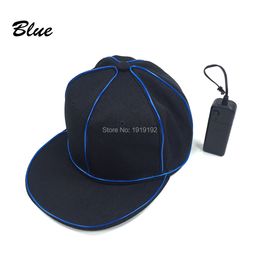 Costume Accessories New EL Wire hat LED Neon black hat hip hop hat For Halloween Party And Wedding Decor Cosplay Series Caps