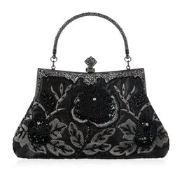 Elegant Frame Women Formal Beaded Evening Purses And Handbags Bridal Sequins Clutch Bag Cocktail Party Duffel Bags