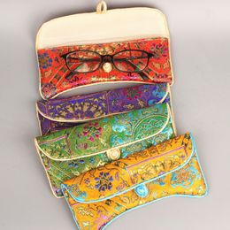 Portable Luxury Thicken Chinese knot Sunglasses Bag Packaging Case Silk Brocade Cotton Filled Women Glasses Jewellery Storage Pouch