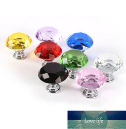 Fashion 30mm Diamond Crystal Glass Door Knobs Drawer Cabinet Furniture Handle Knob Screw Furniture Accessories sea dff1837