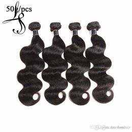 LANS Brazilian Virgin Hair Wefts Weaves Straight Body Wave 4/6 Bundles Human Hair Extensions 50g/Pcs Natural Black Hairpiece