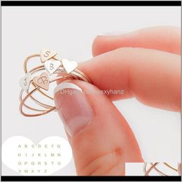 Rings Fashion Letter Az Peach Heart Ring Golden Sier Rose Gold Colours 26 Alphabet Carving Arts Finger Band Women Lovers Jewellery Gifts Brynd