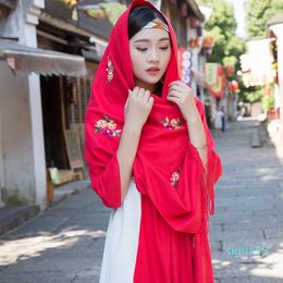 Scarves Mantilla Autumn Winter Shawls Rose Embroidered Wrap Cashmere Blend For Women Mujer Bufanda Muslim Hijab