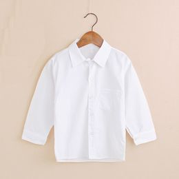 Plain White Baby Boys Shirts Children Clothes Classic Top Kids Tee Cotton Girl Jumper Solid Student Uniform 210413