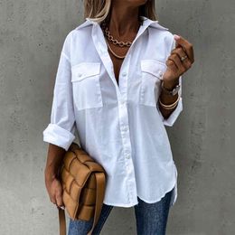 Casual White Blouse Shirt Chic Streetstyle Shirt Ladies Blouse Shirts Fall Tops for Women Clothes Blusas Mujer De Moda 210415