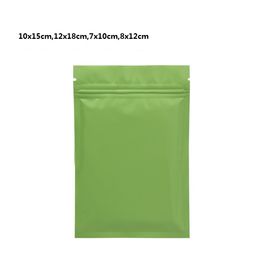 2021 Different Sizes 100pcs Heat Sealing Flat Zip Pouches Tear Notch Matte Green Aluminum Foil Zip Plastic Bag