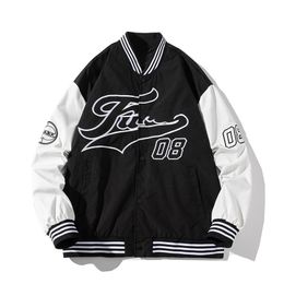 Streetwear Baseball Jacket Men Women Varsity Japanese Letter Embroidery Patchwork Spring Autumn Couples Clothes 211110