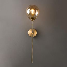 Wall Lamp Modern Glass Ball Sconce Fixture Golden Bedside Luminaire Light Living Room Decor Hallway Lighting LuminaireWall