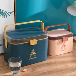 WBBOOMING Home Care Medicine Cabinet Plastic Storage Boxes Rectangle Box Portable And Fashion Color & Bins 211102