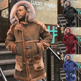 Homens casacos de lã inverno revestimento aquecido casacos casuais casaco com capuz patchwork parka longo jaqueta outwear