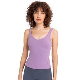 155 Women Waist-Length Tank Yoga Shirts Sexy V-neck Fitness Vest Fashion Training Wear Lady Beauty Back Runing Sports Top With Removable Cups
