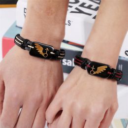 Link, Chain 2021 Korean Fashion Couple Bracelet Valentine's Day Gift Vintage Cowhide Braided Men's Jewelry For Women Accessories