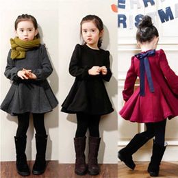 Autumn winter Thick with velvet girls dress thickening Pure cotton Fashion Lotus leaf edge kids Dresses Children clothes 211231