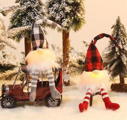 Swedish Santa Gnome Plush Handmade Scandinavian Home Household Dwarf Ornaments with LED Christmas Santas Decoration DD217