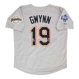 Custom sewing Tony Gwynn 1998 World Series Grey Road Jersey Men Women Youth Baseball Jersey XS-6XL