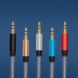 3.5mm Metal AUX Kablo Fiş Erkek Için Erkek Oto Araba Ses Kabloları Akıllı Telefonlar için Kulaklık Hoparlör Tel Hattı 1m / 3ft