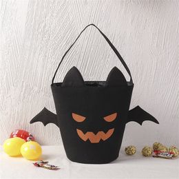 Festival Bucket Bag Party Favour Halloween Canvas Candy Ornaments Pumpkin Handbags Yellow Black Ghost Witch 8 8zs Q2