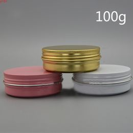 Gold Silver Pink White Black 100g Aluminum Jar Refillable Cosmetic Eye Cream Wax Tin Empty Lotion Bottle Container Free Shippinggood qty