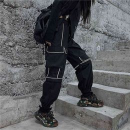 HOUZHOU Gothic Streetwear Cargo Pants Women Korean Fashion Techwear Big Pockets High Waist Hip Hop Joggers Sweatpants Y2k Loose Y211115