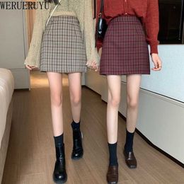 WERUERUYU Korean Plaid Skirt Women Student Chic Short Skirts Sexy Mini Skirts Spring Summer Female Skirts 210608