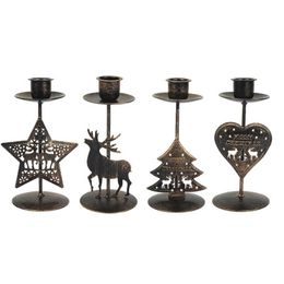 Candle Holders Retro Metal Holder Christmas Decoration Gift Xmas Tree Elk Stand Table Decor Wedding Party Supplies Candlestick