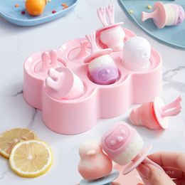 Icecream Mould Cartoon Silicone DIY Ice Cream Tools Six-cell Popsicle Box Animal Pattern T9I001309