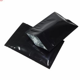 7.5*10CM, 100PCS Glossy Black Resealable Plastic Pouch Double Side Metallic Mylar Aluminum Foil Zip Lock Bag Flat Bottom aghigh qty