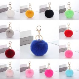 Fluffy Faux Fur Pompoms Keychains Jewelry Women Girls Fashion soft and plush fuzziness keyring for Backpack Bag Accessories