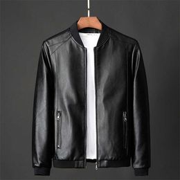 Men's jackets leather bomber jacket leather for men's Korean style slim thin trendy clothes mens faux fur coats 211111