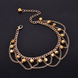 Women Gril Tassel Chain Bells Sound Gold Metal Chain Anklet Ankle Bracelet Foot Chain Jewelry Beach Anklet