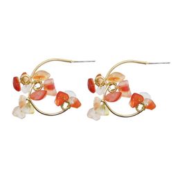 orange stone earrings Australia - Romantic Orange Purple White Stone Hoop Earrings For Women Girl Handmade Jewelry Gold Metal Earring Party Birthday Gift & Huggie
