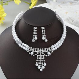 Bride decorated pearls necklaces earring jewel set fashion women gift Earrings Necklace Wedding Jewellery Sets