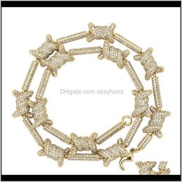 Chains Hip Hop Personality Cuban Link Chain For Men Women Gold Sier Charm Necklace Zircon Jewellery Huvla Cevhi