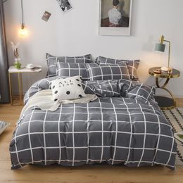 Duvet Cover Thickened Cotton Sanded Four-piece Simple Bedding Small Fresh Bed Quilt Cover