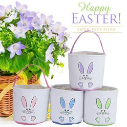 Personalised Easter Bunny Bucket Festive Funny Rabbit Footprint Printed Basket Kids Easters Egg Hunt Tote Bag