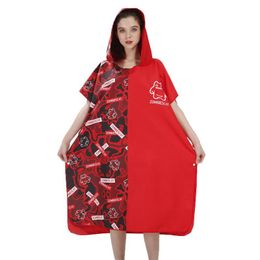 Towel Men&Woman Hooded ,Microfiber Fabric Bathrobe, Changing Robe Bath Towels Beach Poncho / Graffiti Swimsuit