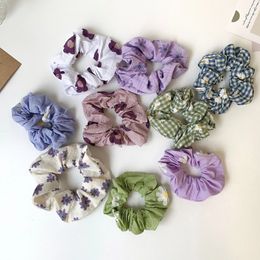 Sweet Purple Lavender Colour Chamomile Hai Scrunchies Vintage Retro Elastic Hair Bands Japan Kawaii Pattern Gum Srunchies