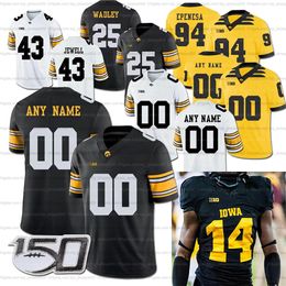 Custom Men Women Youth Iowa Hawkeyes Football Jersey Brandon Smith Josey Jewell George Kittle Josh Jackson Desmond King Nick Niemann AJ Epenesa Jack Koerner Sargent