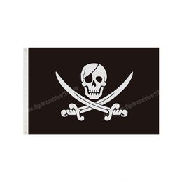 Pirate Skeleton Flag 90 x 150cm 3 * 5ft Cartoon Movie Custom Banner Brass Metal Holes Grommets Indoor And Outdoor Decoration can be Customised