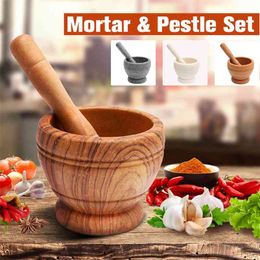 Spice Crusher Resin Bowl Mortar Pestle Pepper Herbs Grinder Garlic Mixing Press Kitchen Tools 210611